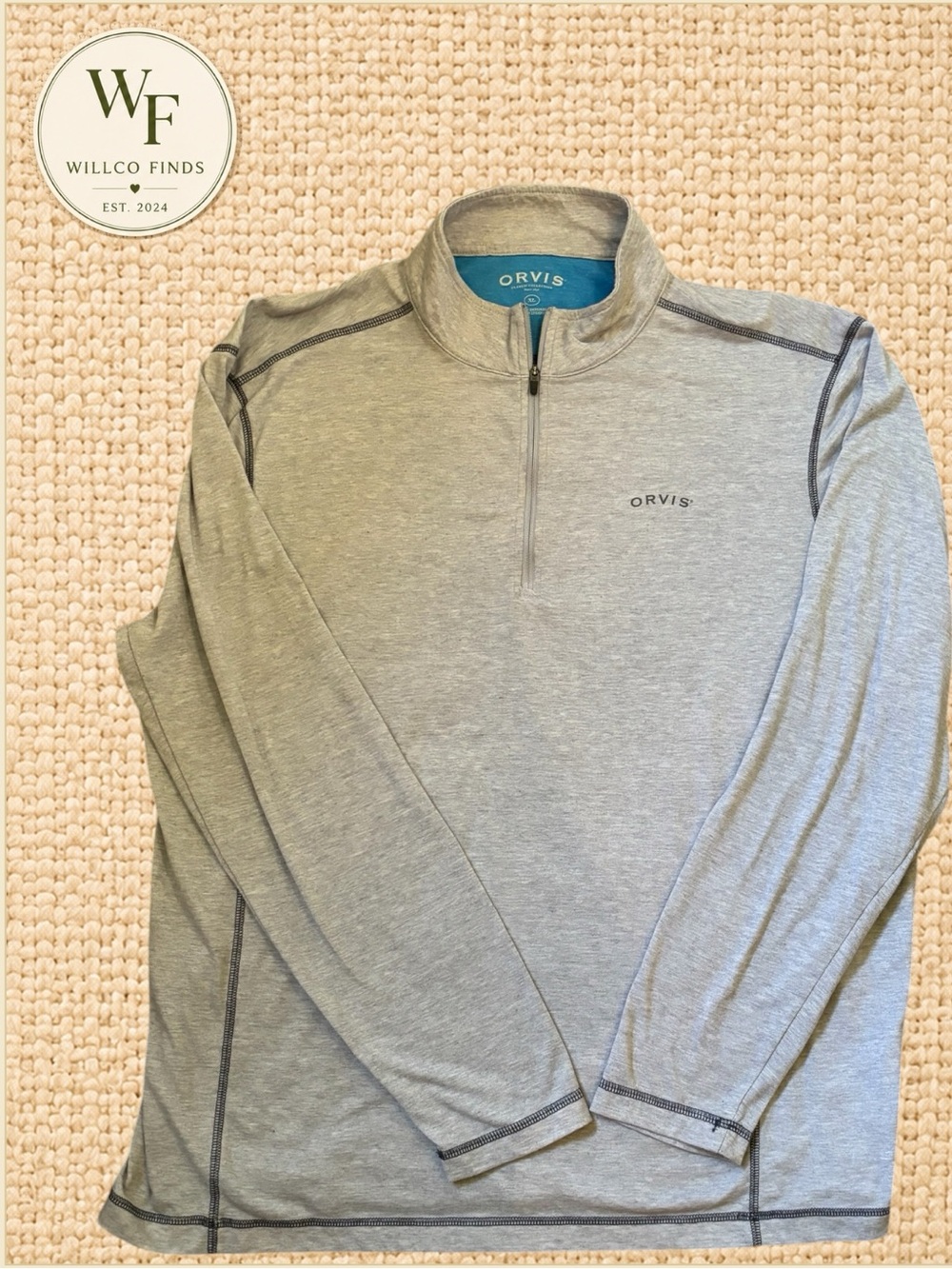 Orvis Men’s Light Gray Quarter-Zip Performance Pullover X-Large